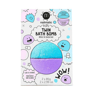 Nailmatic Kids Colouring Bath Bomb for Kids - Twin Bath Bobm - Blue and Violet